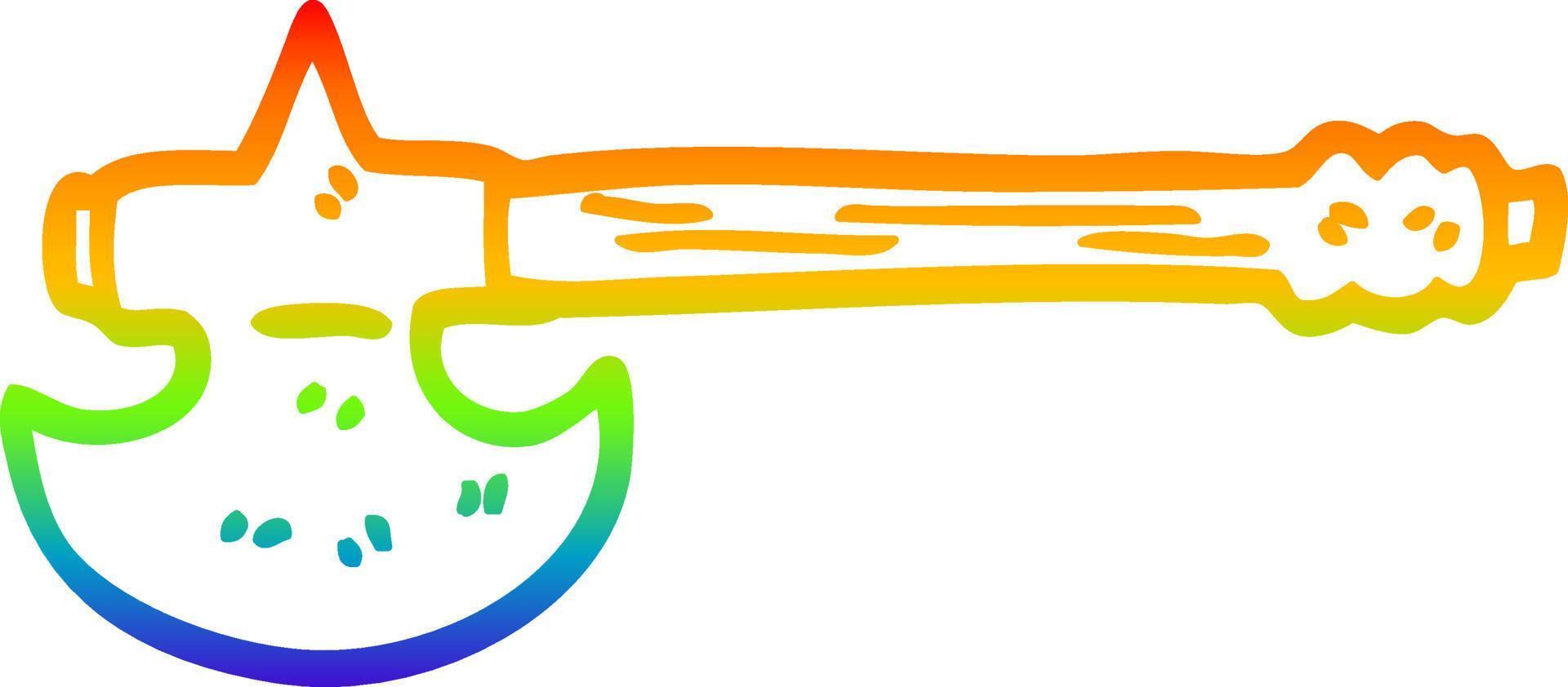 desenho de linha de gradiente de arco-íris machado dourado de desenho animado vetor