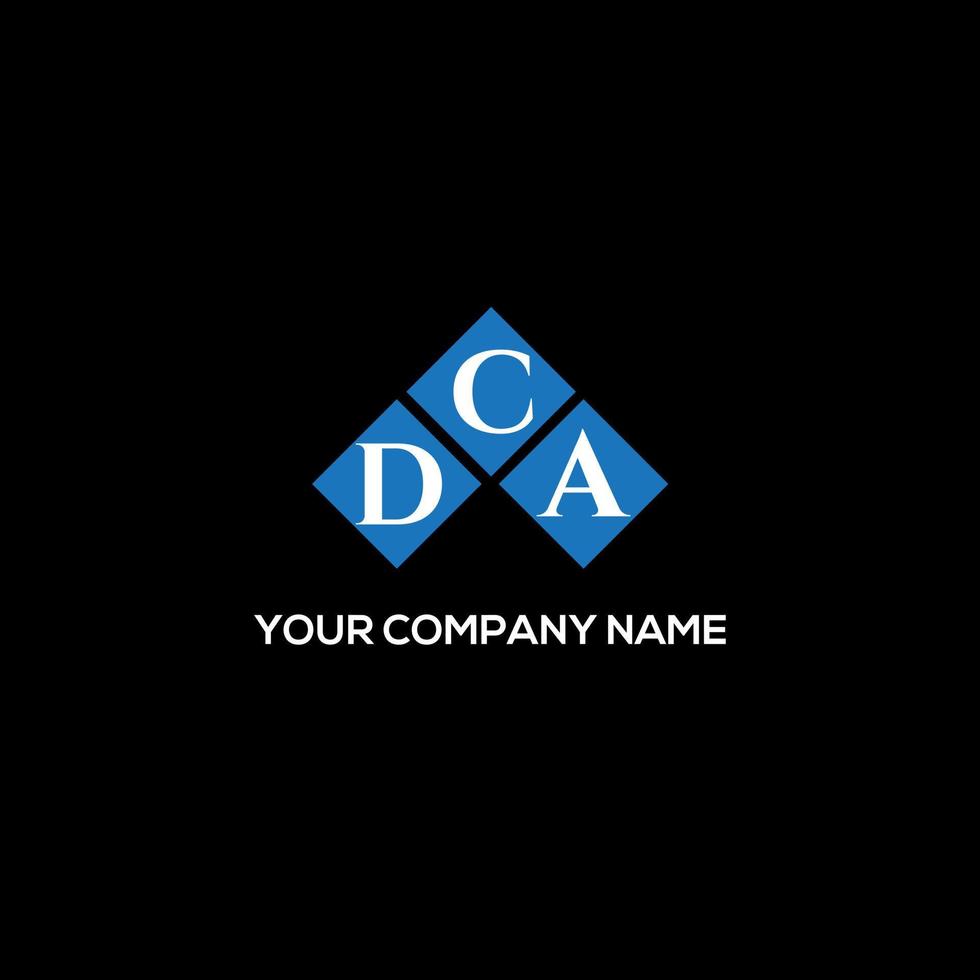 design de logotipo de carta dca em fundo preto. conceito de logotipo de letra de iniciais criativas dca. design de letra dca. vetor