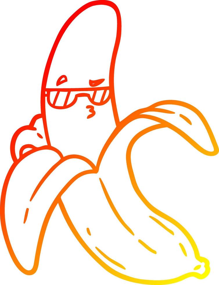 banana de desenho animado de desenho de linha de gradiente quente vetor