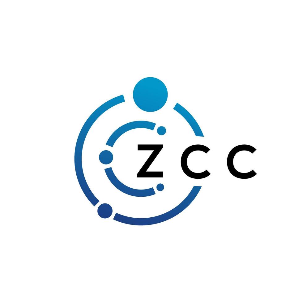 design de logotipo de tecnologia de letra zcc em fundo branco. zcc letras iniciais criativas conceito de logotipo. design de letra zcc. vetor