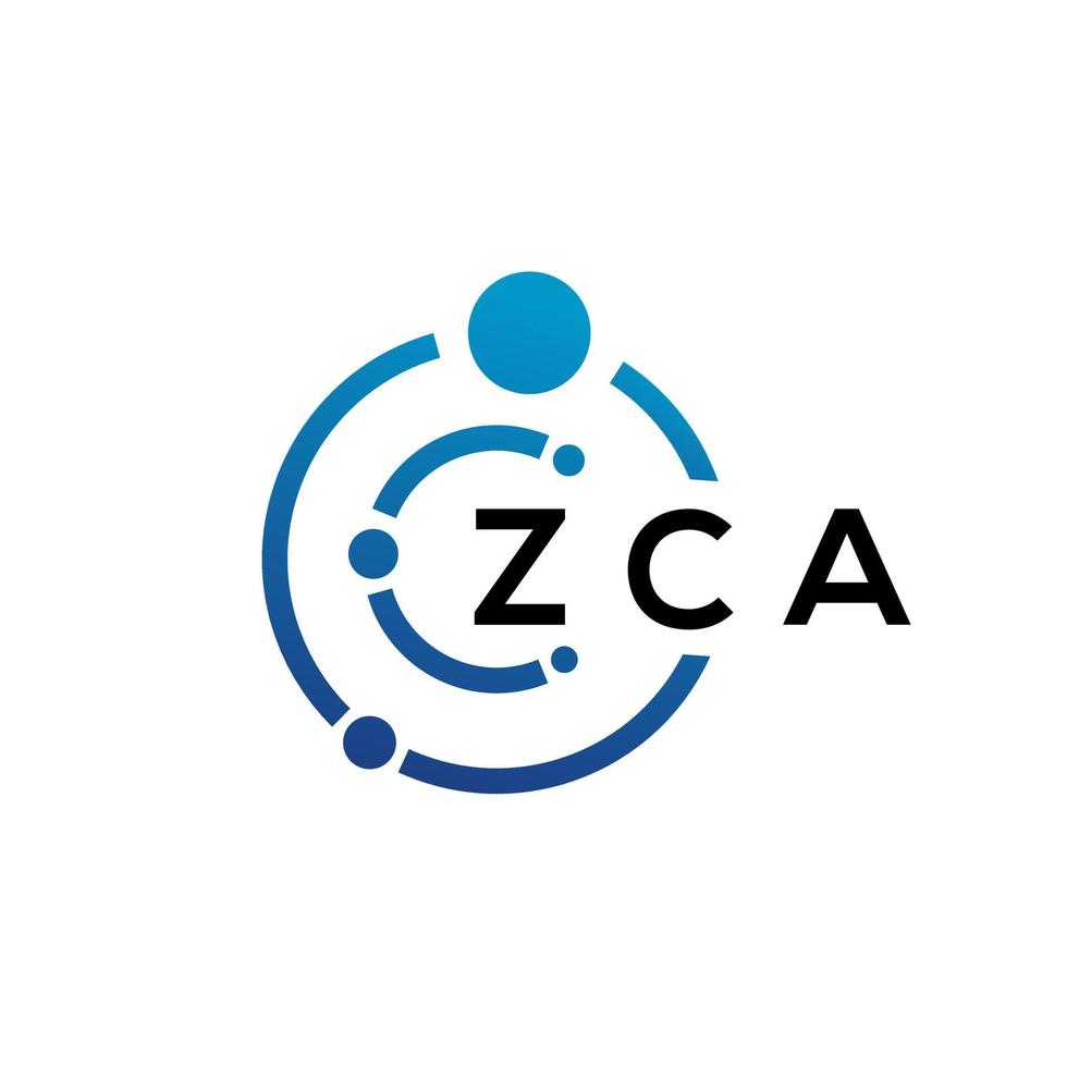 design de logotipo de tecnologia de letra zca em fundo branco. zca letras iniciais criativas conceito de logotipo. design de letra zca. vetor