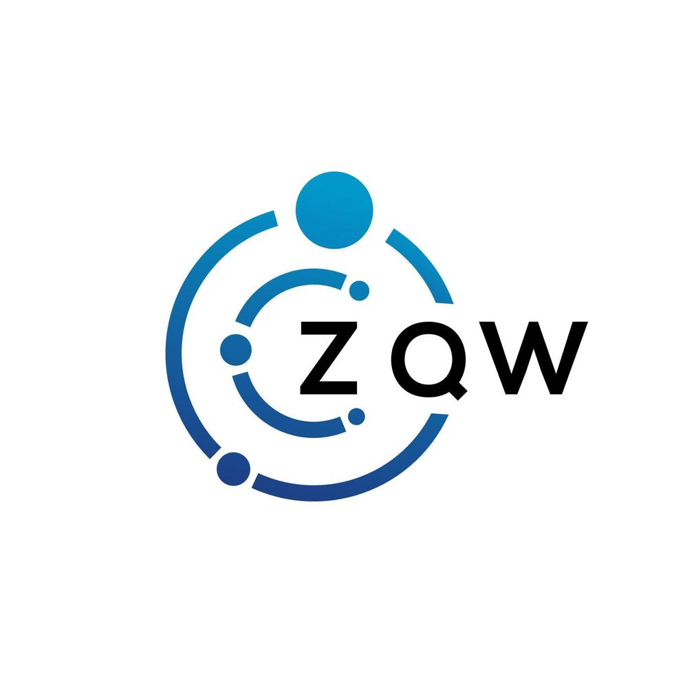 design de logotipo de tecnologia de letra zqw em fundo branco. zqw letras iniciais criativas conceito de logotipo. design de letra zqw. vetor