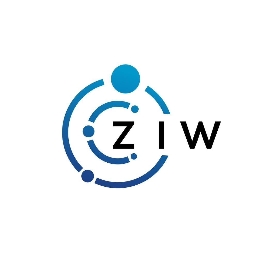 design de logotipo de tecnologia de letra ziw em fundo branco. ziw letras iniciais criativas conceito de logotipo. design de letra ziw. vetor