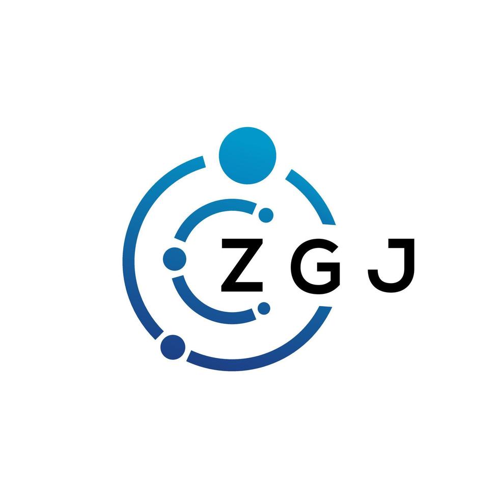 design de logotipo de tecnologia de letra zgj em fundo branco. zgj letras iniciais criativas conceito de logotipo. design de letra zgj. vetor