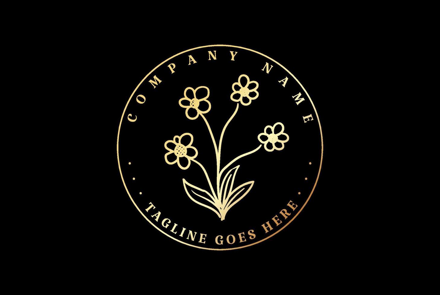vetor de design de logotipo de flor redonda circular dourada elegante