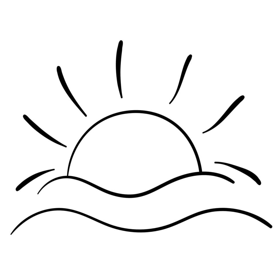 adesivo de doodle de sol brilhante de verão vetor