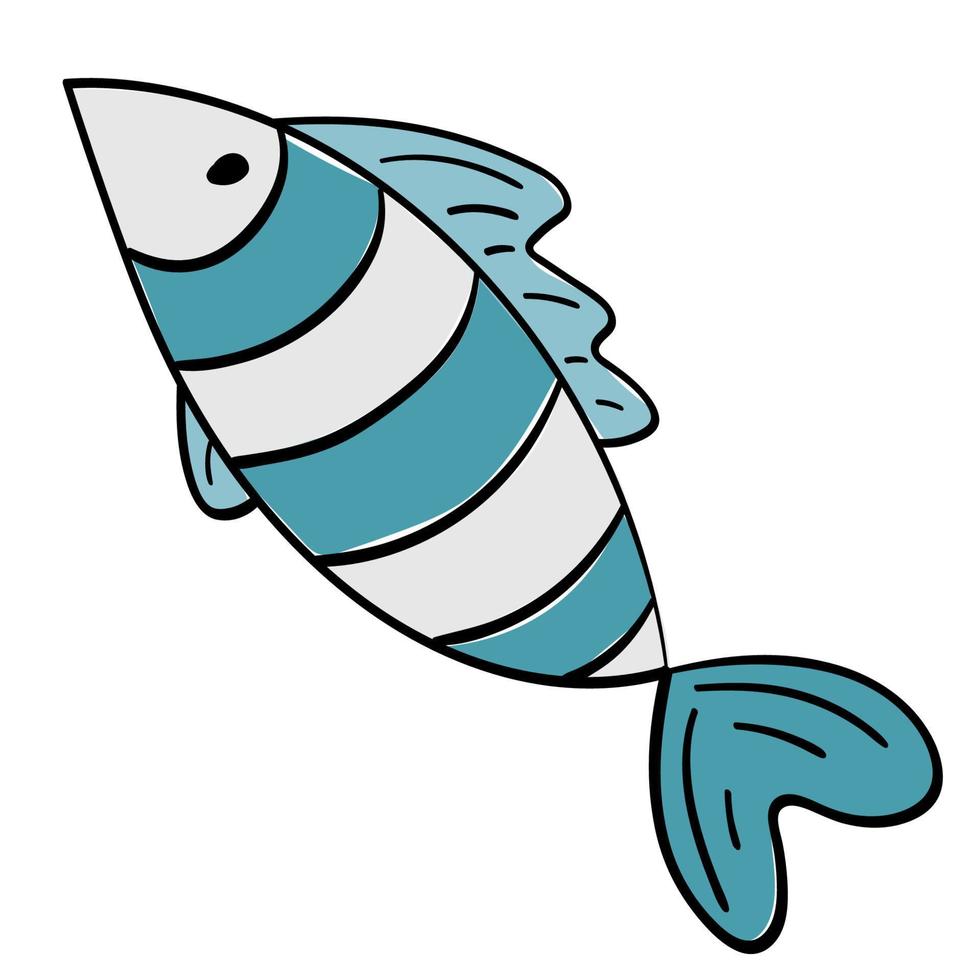 adesivo de doodle de peixe marinho de desenho animado vetor
