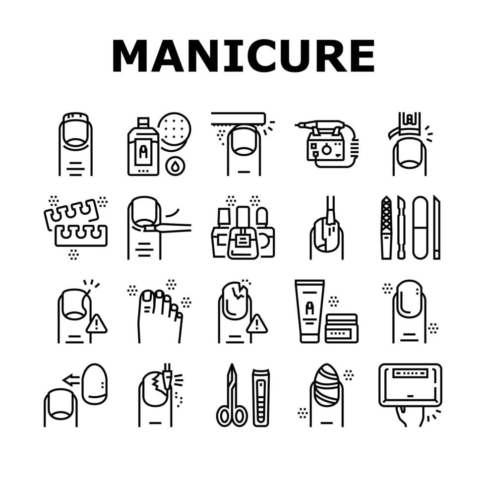 conjunto de ícones de coleção de manicure e pedicure vetor