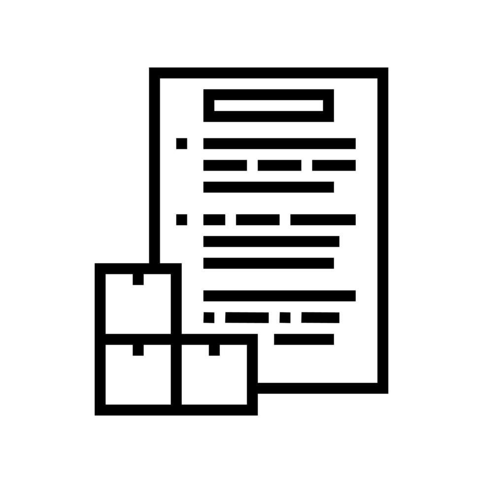lista de entrega de pacotes de ilustração vetorial de ícone de linha vetor