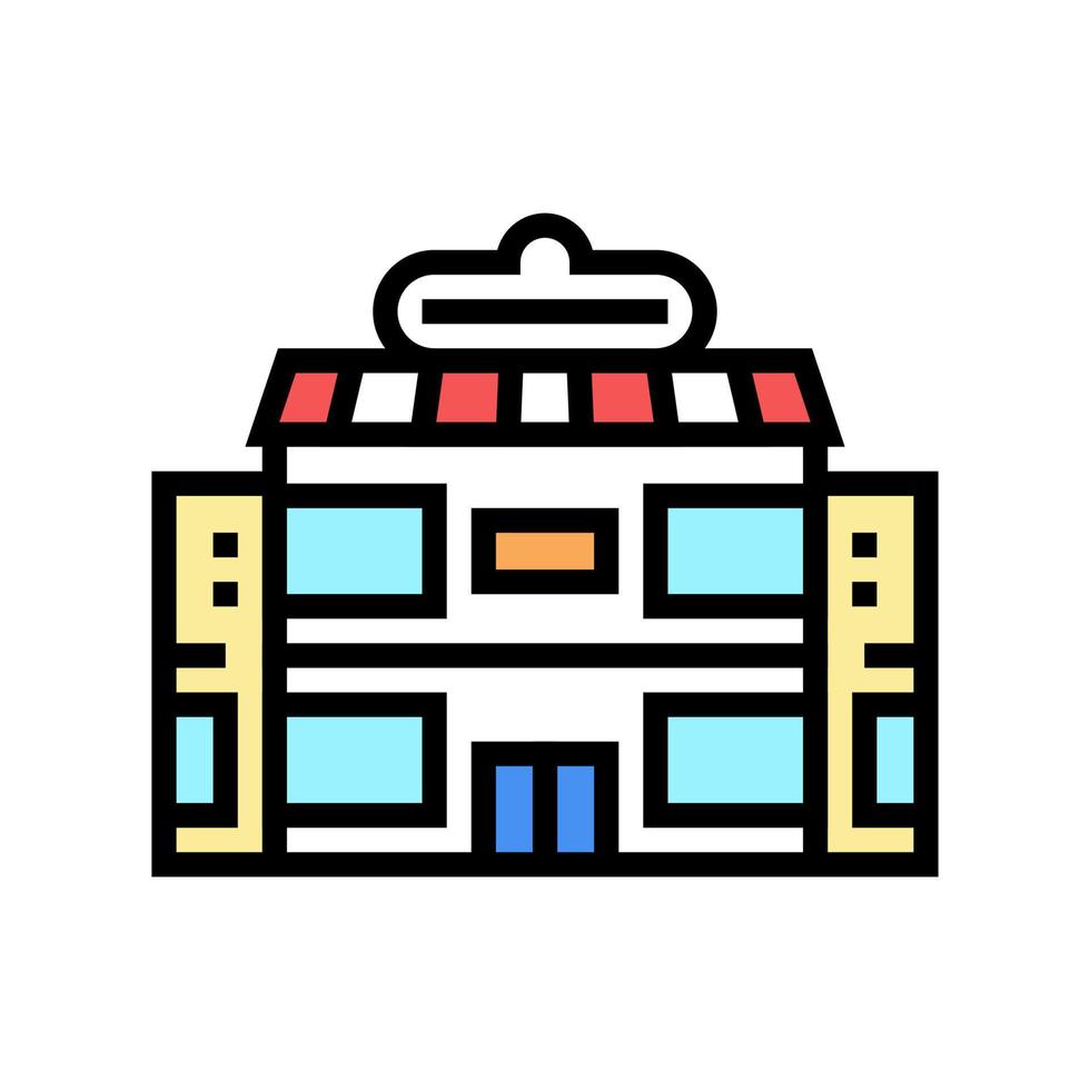 ilustração plana de vetor de ícone de cor de construção de supermercado