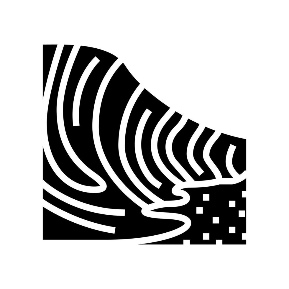 ilustração em vetor ícone glifo de onda de formação rochosa