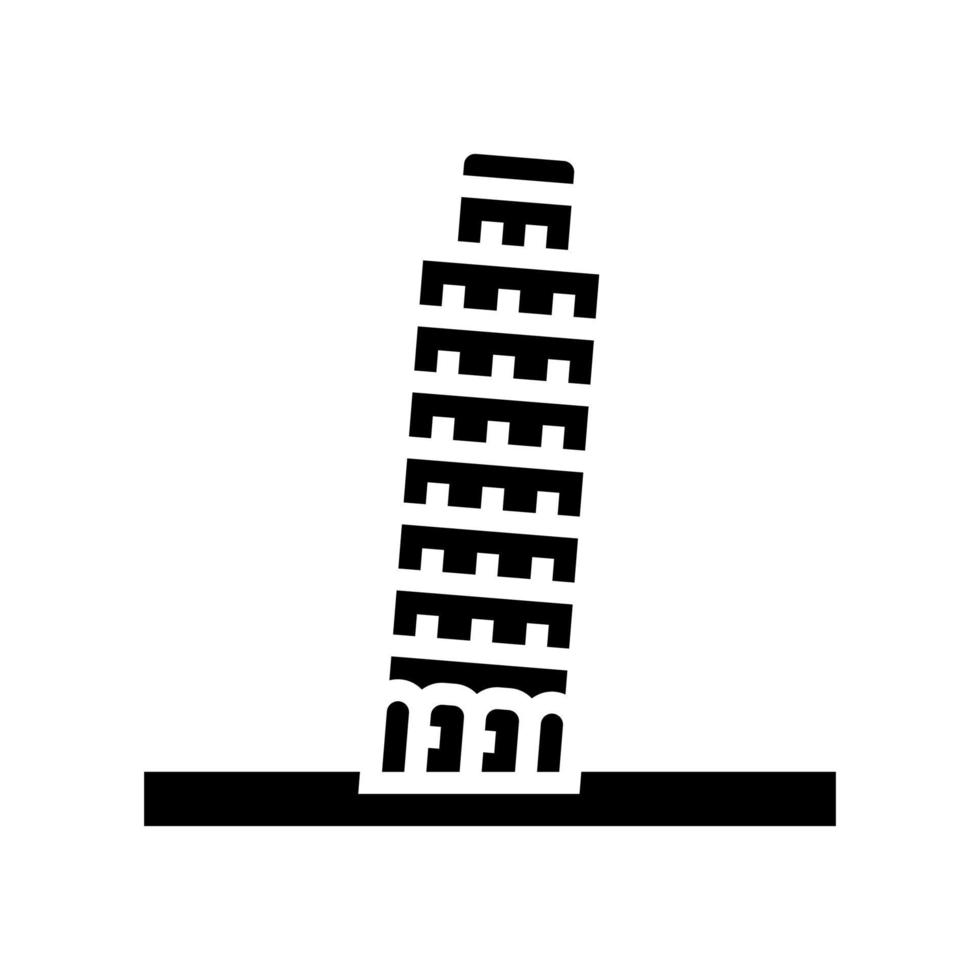 torre inclinada de ilustração vetorial de ícone de glifo de pisa vetor