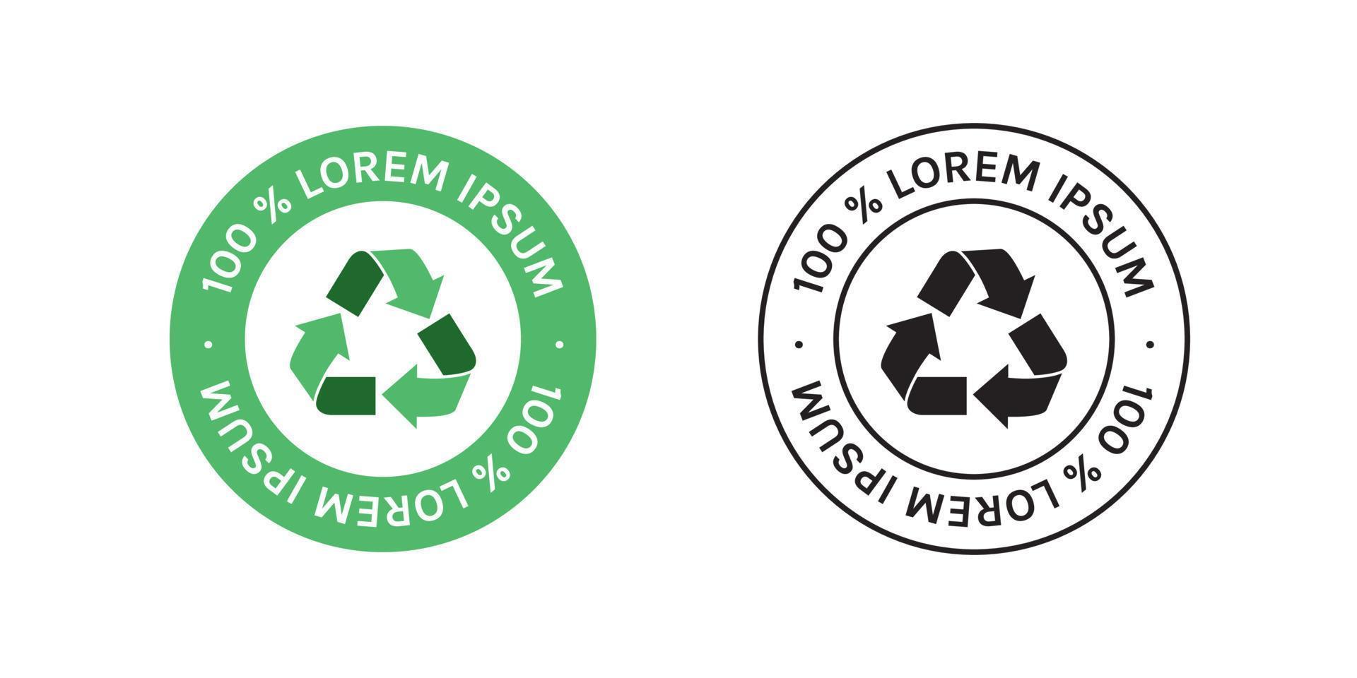 reciclar e ecologia símbolo rótulos ilustração vetorial plana. vetor