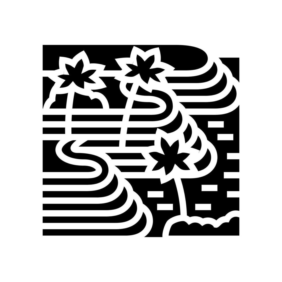 ilustração vetorial de ícone de glifo de terraços de arroz tegallalang vetor