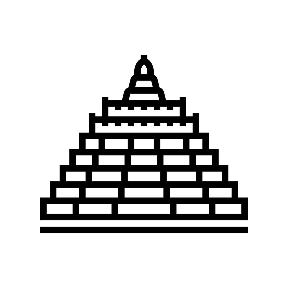 ilustração vetorial de ícone de linha de construção asiática borobudur vetor