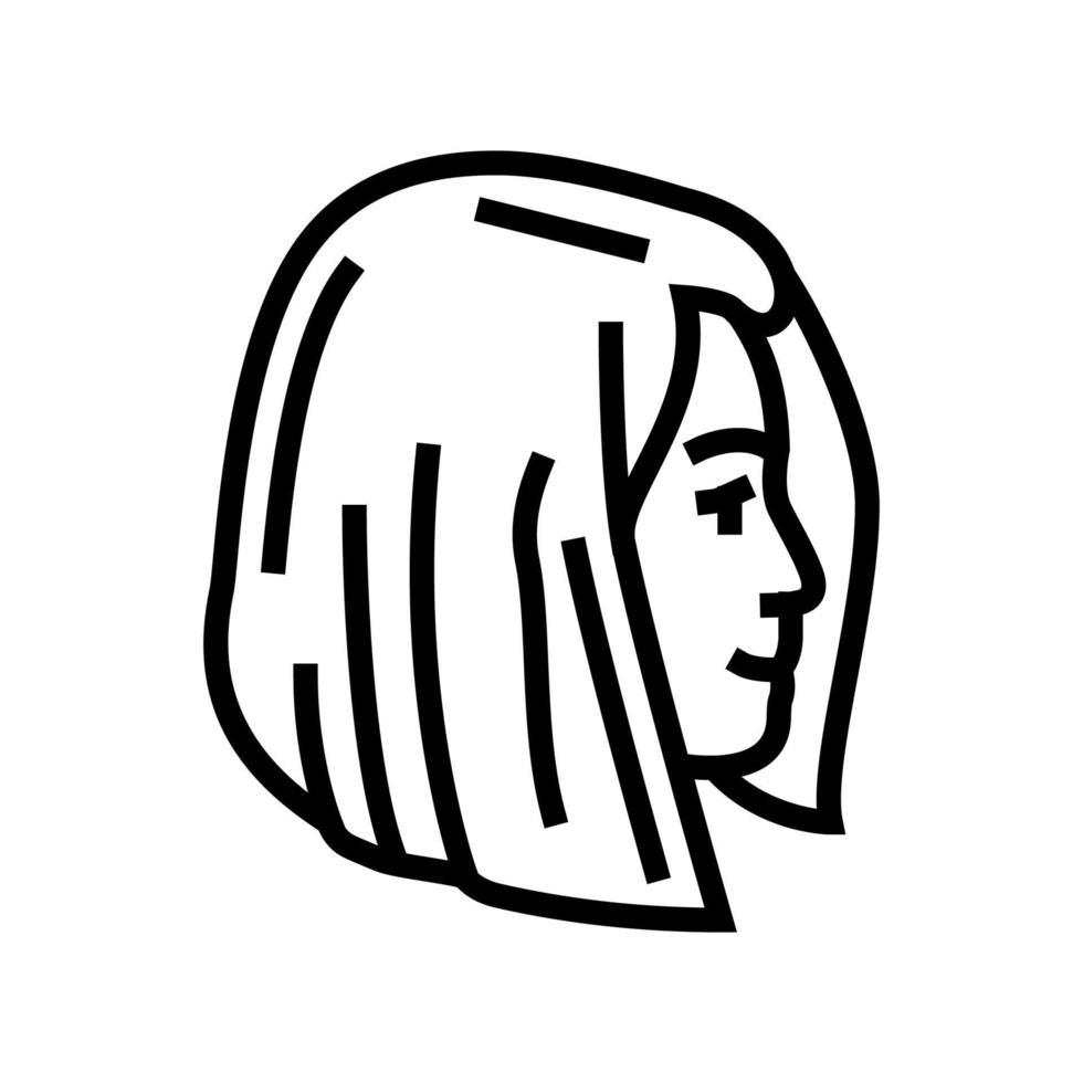 ilustração vetorial de ícone de linha de penteado bob sem corte vetor