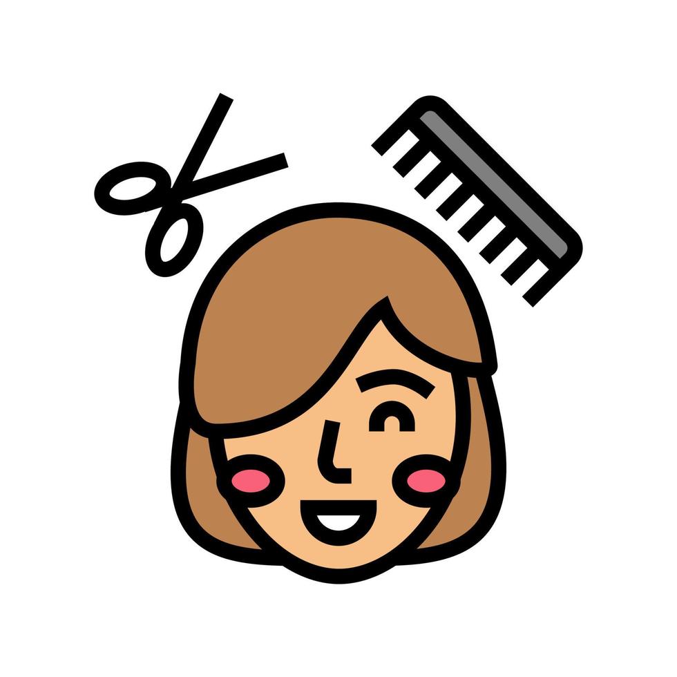 ilustração vetorial de ícone de cor de criança de corte de cabelo vetor