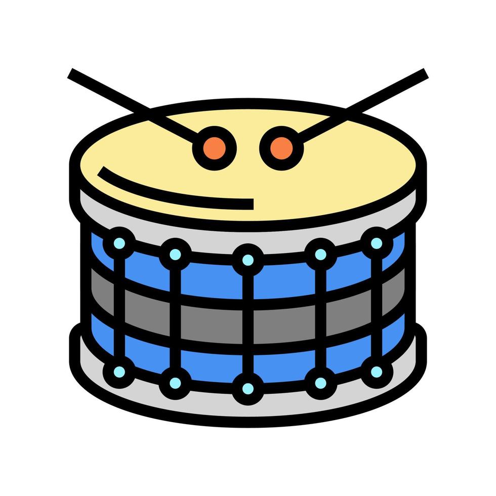 ilustração vetorial de ícone de cor de música de bateria vetor