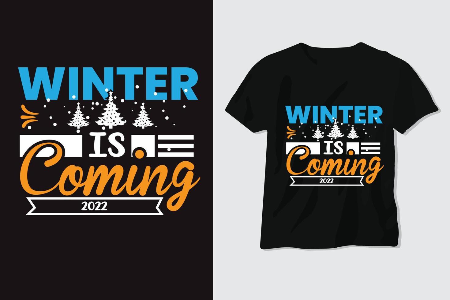 o inverno está chegando fundo de design de camiseta, citação vetor