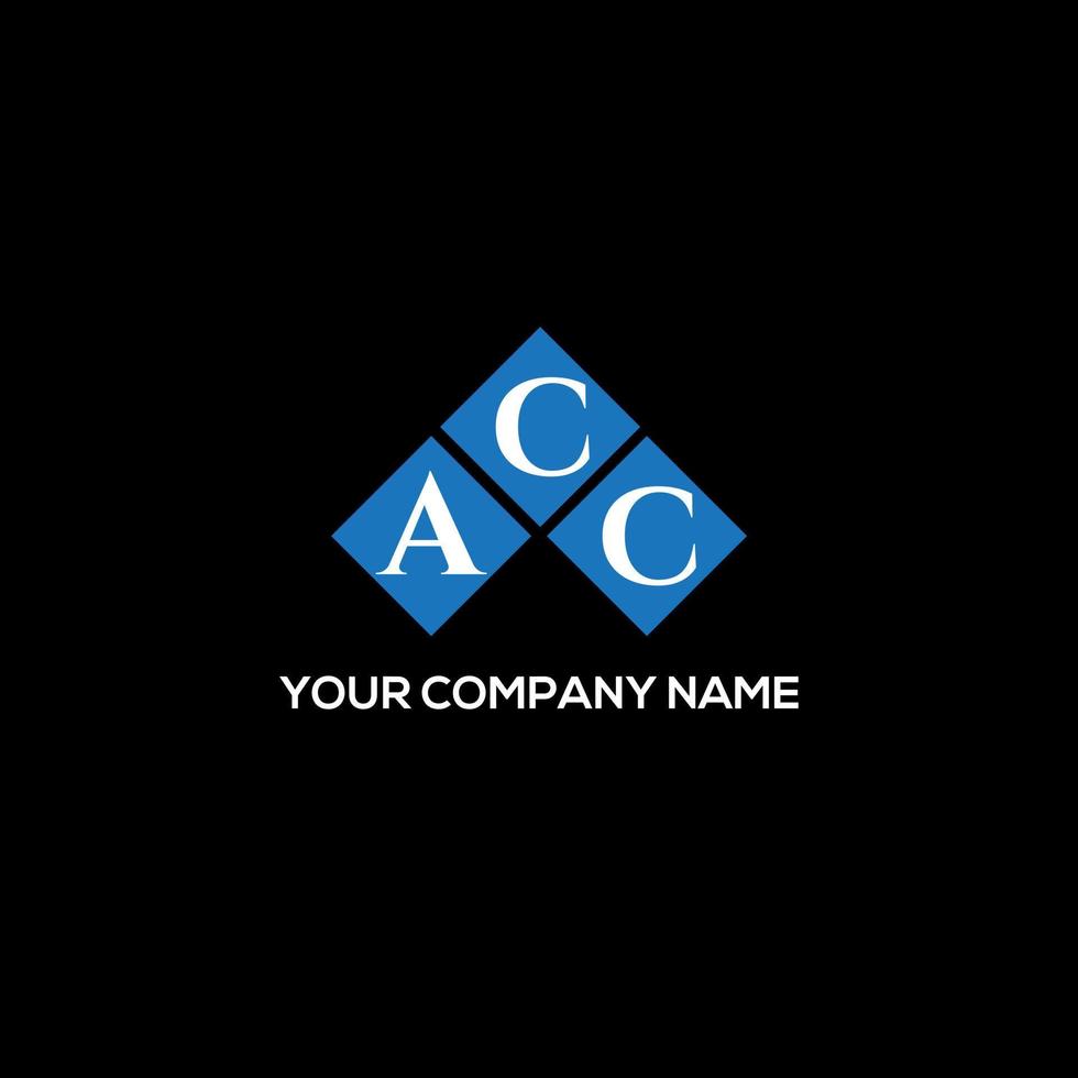 design de logotipo de carta acc em fundo preto. conceito de logotipo de letra de iniciais criativas acc. design de carta acc. vetor