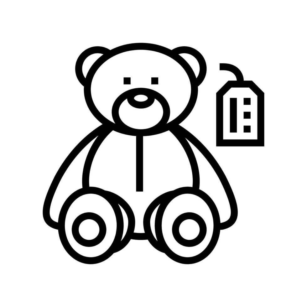 ilustração isolada em vetor de ícone de linha de urso de brinquedo artesanal