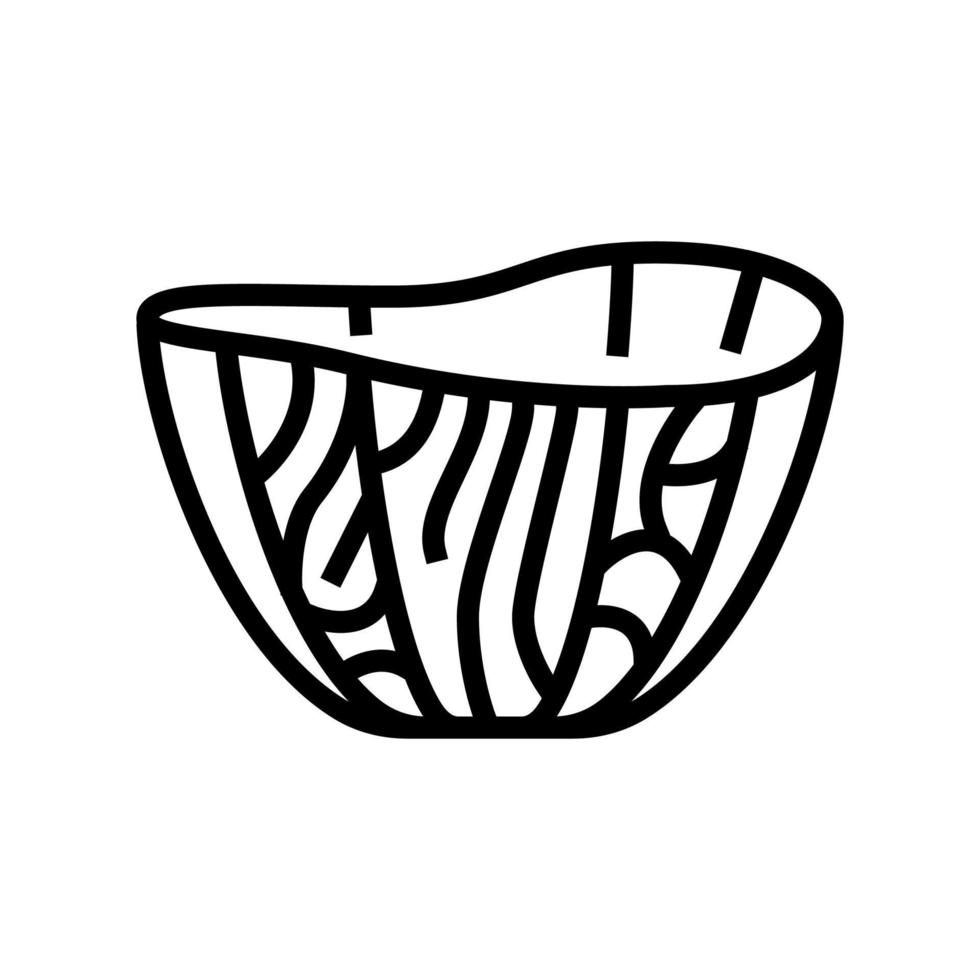 ilustração vetorial de ícone de linha de tigela de madeira vetor