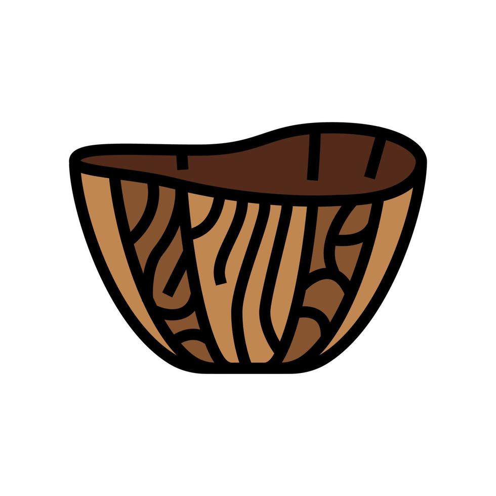 ilustração vetorial de ícone de cor de tigela de madeira vetor