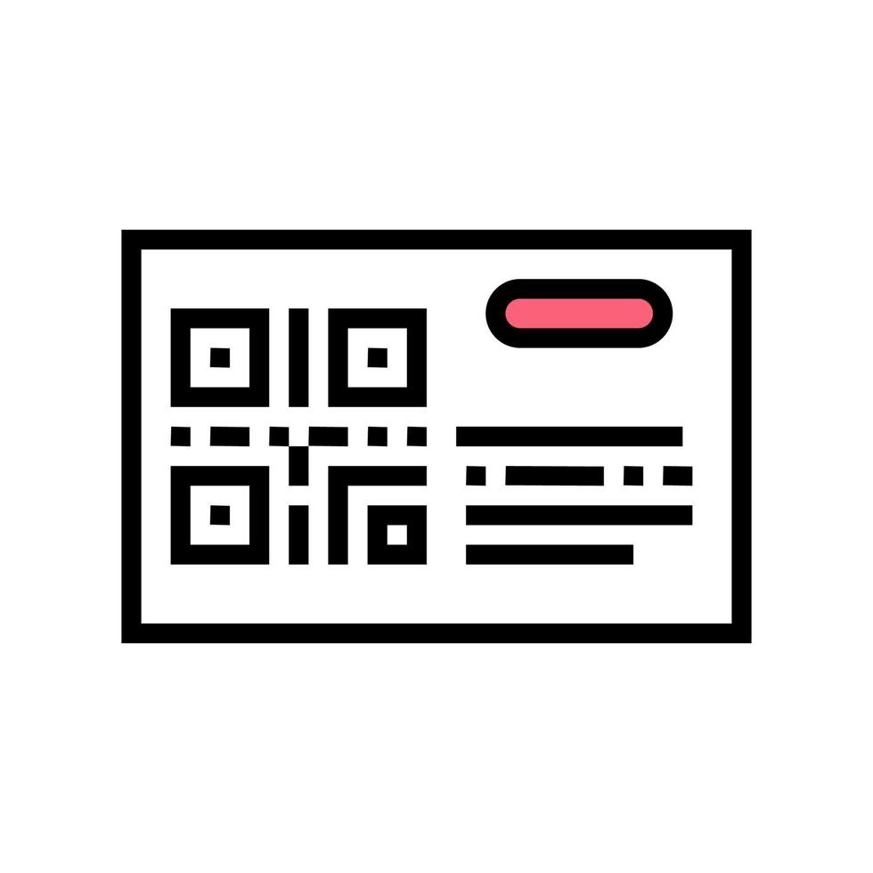código de barras na ilustração isolada do vetor do ícone de cor do bilhete de transporte