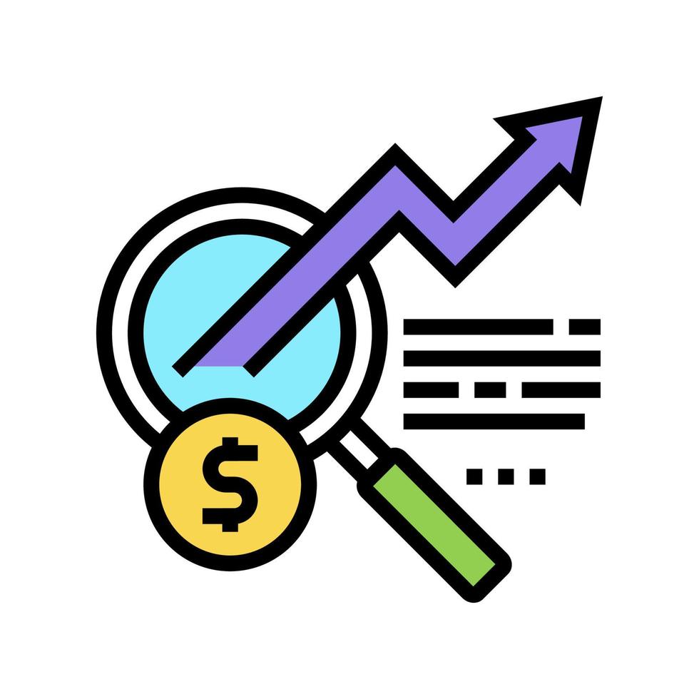 pesquisa ilustração isolada de vetor de ícone de cor de investimento crescente