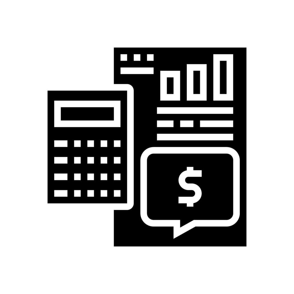 calculadora contando ilustração isolada em vetor de ícone de glifo de relatório de investimento