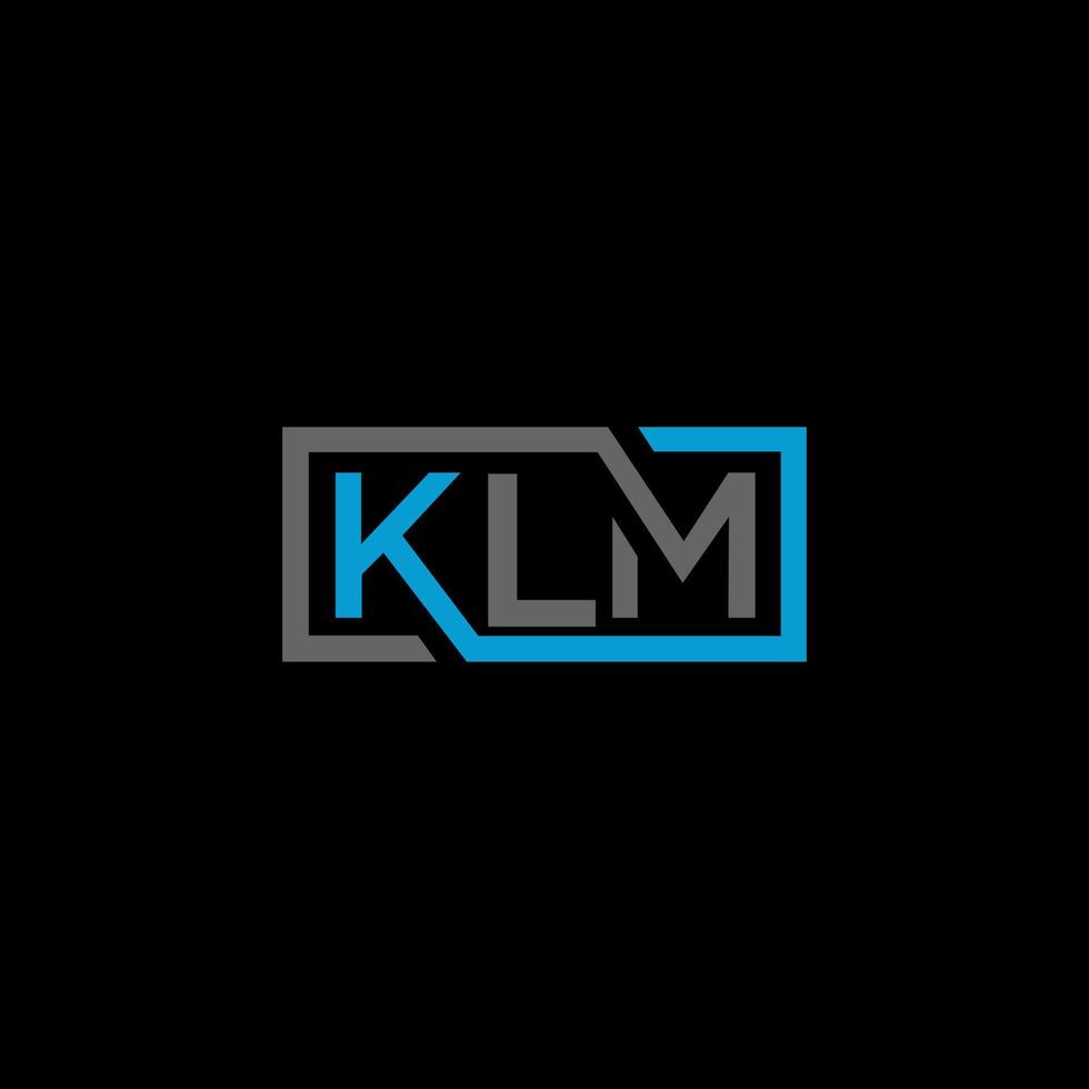 klm carta logotipo design em fundo preto. conceito de logotipo de letra de iniciais criativas klm. projeto de letra klm. vetor