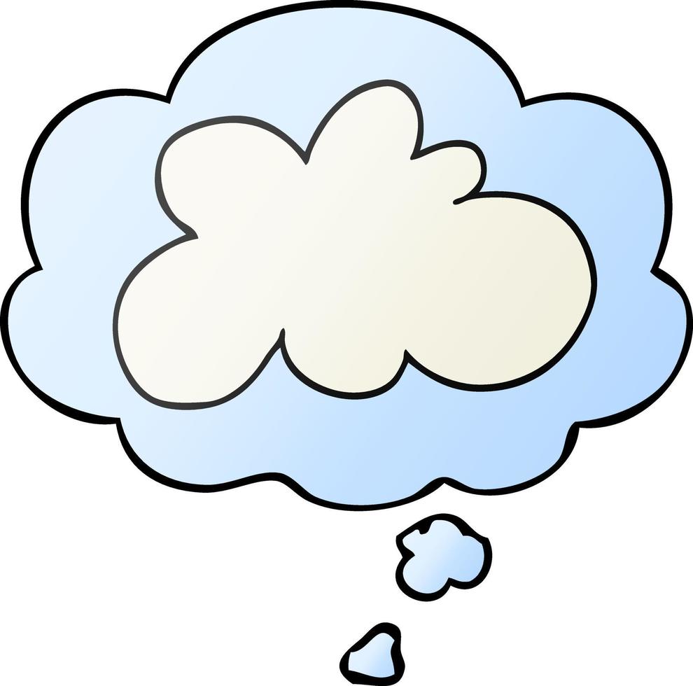 símbolo de nuvem decorativa de desenho animado e balão de pensamento no estilo de gradiente suave vetor