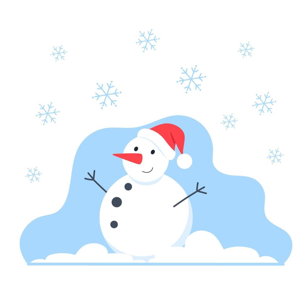 boneco de neve com chapéu de natal vetor