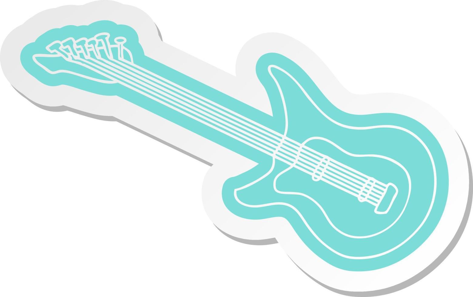 adesivo de desenho animado de uma guitarra vetor