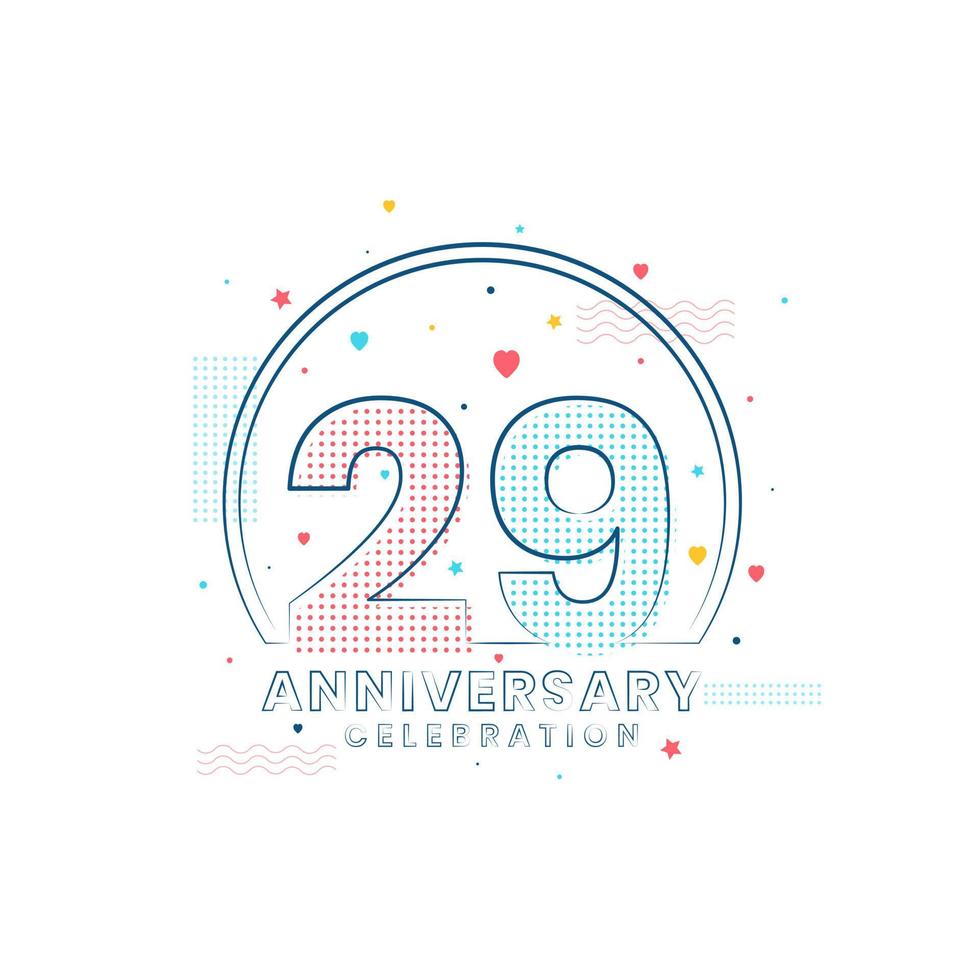 Celebração de aniversário de 29 anos, design moderno de 29 anos vetor