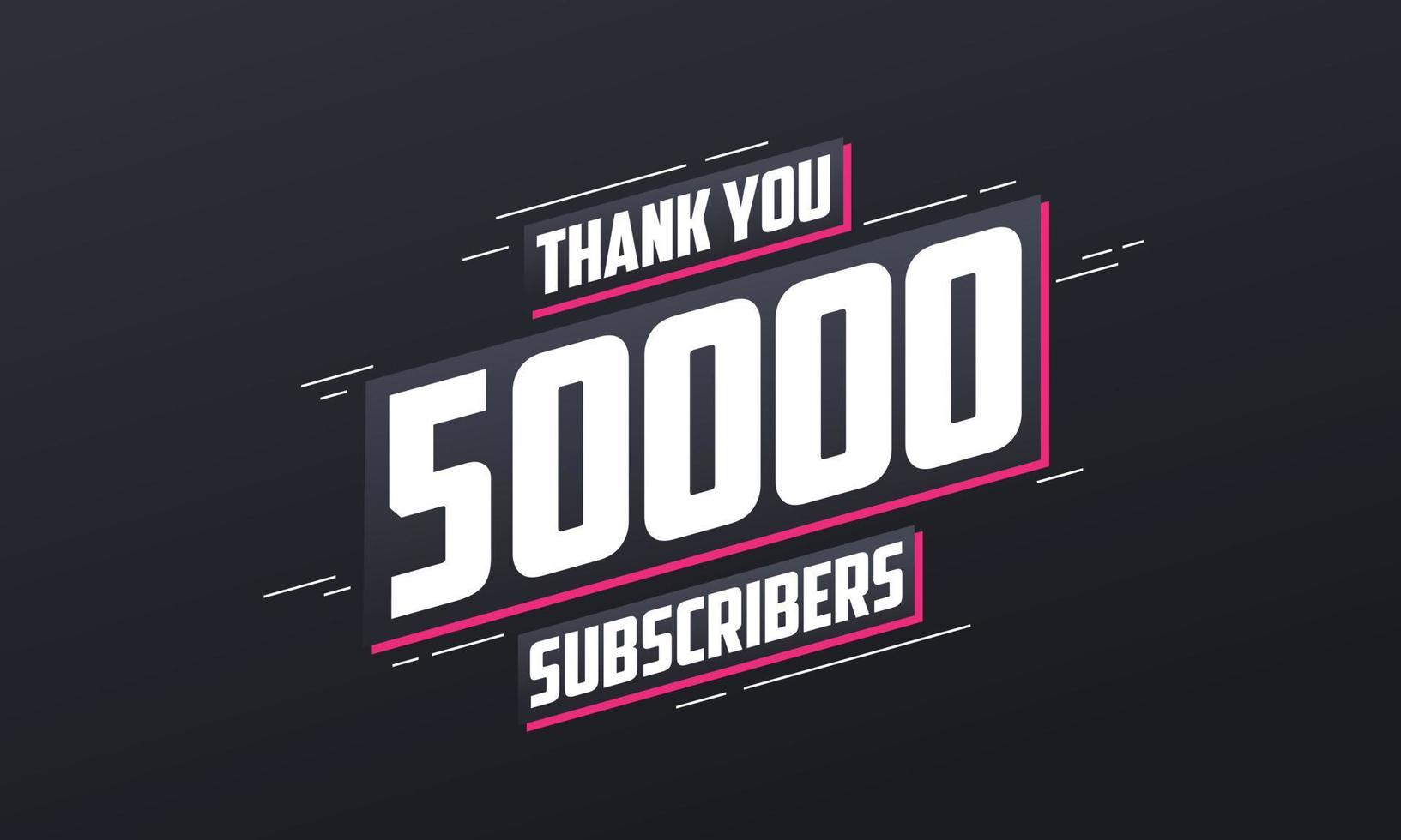 obrigado 50.000 inscritos celebração de 50k inscritos. vetor