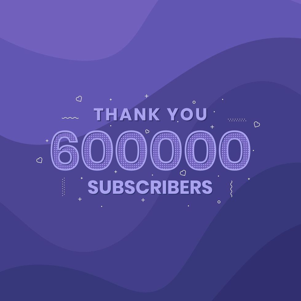 obrigado 600000 inscritos celebração de 600k inscritos. vetor