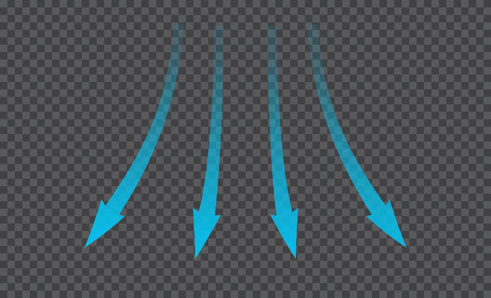fluxo de ar. setas azuis mostrando a direção do movimento do ar. setas de direção do vento. fluxo fresco frio azul do condicionador. ilustração vetorial isolada no fundo vetor