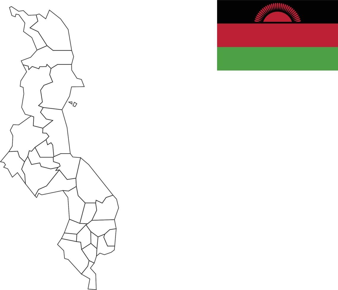 mapa e bandeira de malaw vetor
