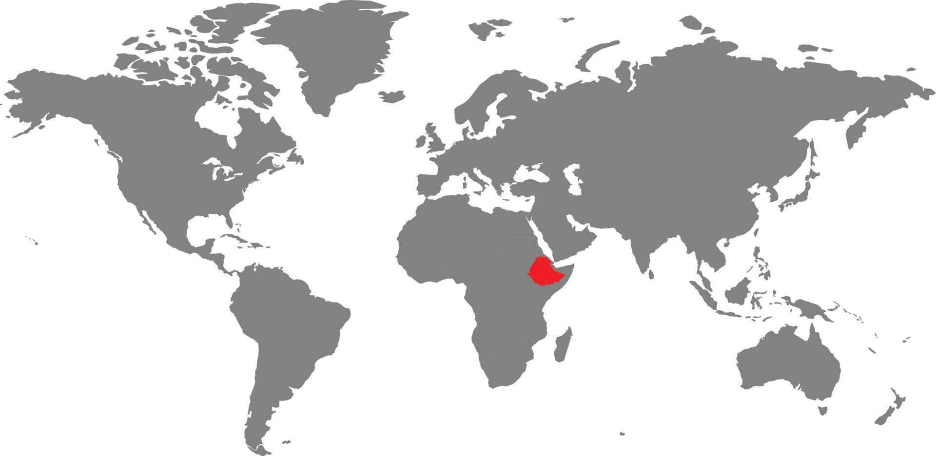 mapa da etiópia no mapa do mundo vetor