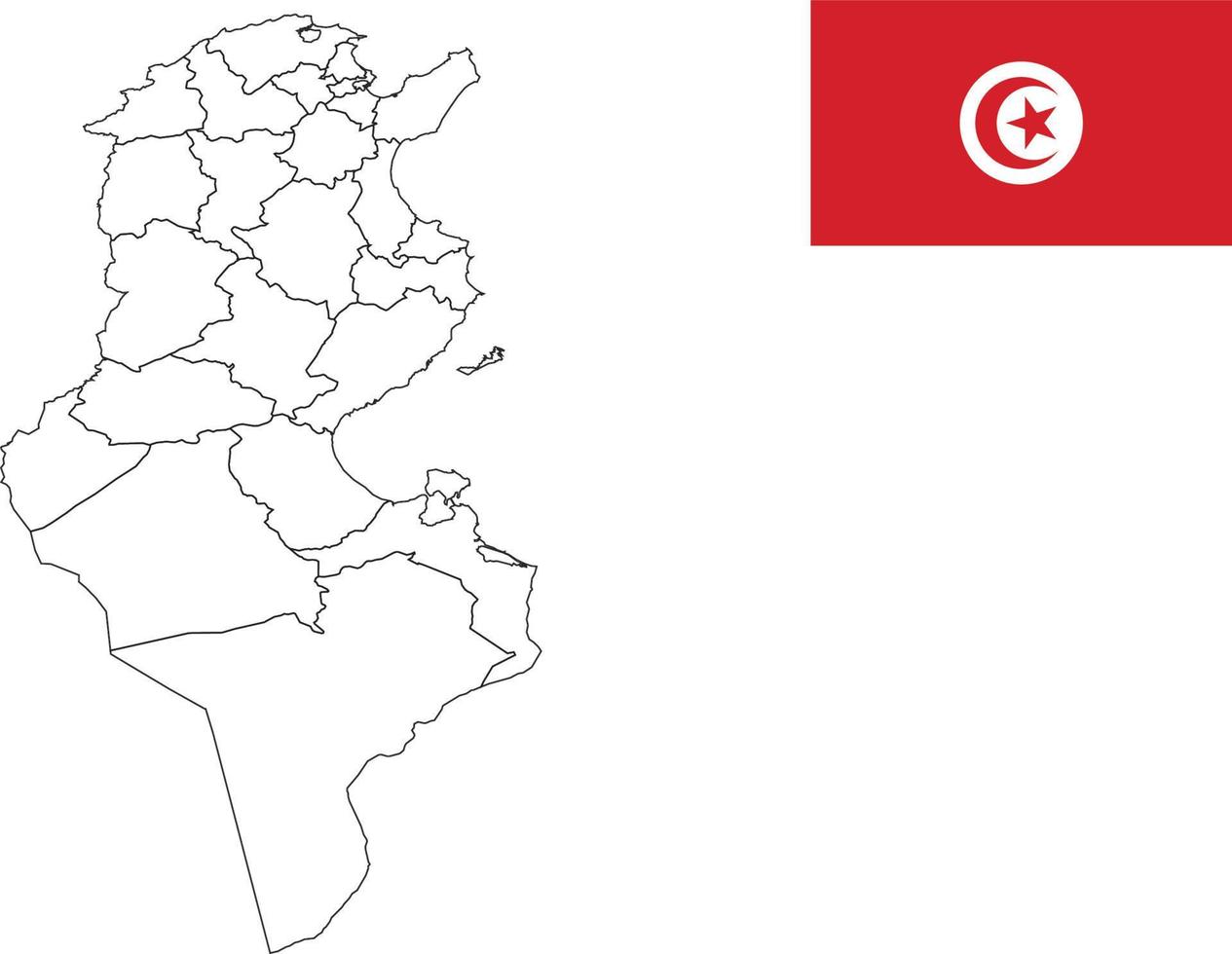 mapa e bandeira da Tunísia vetor