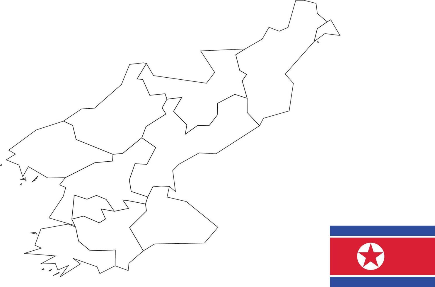 mapa e bandeira da coreia do norte vetor