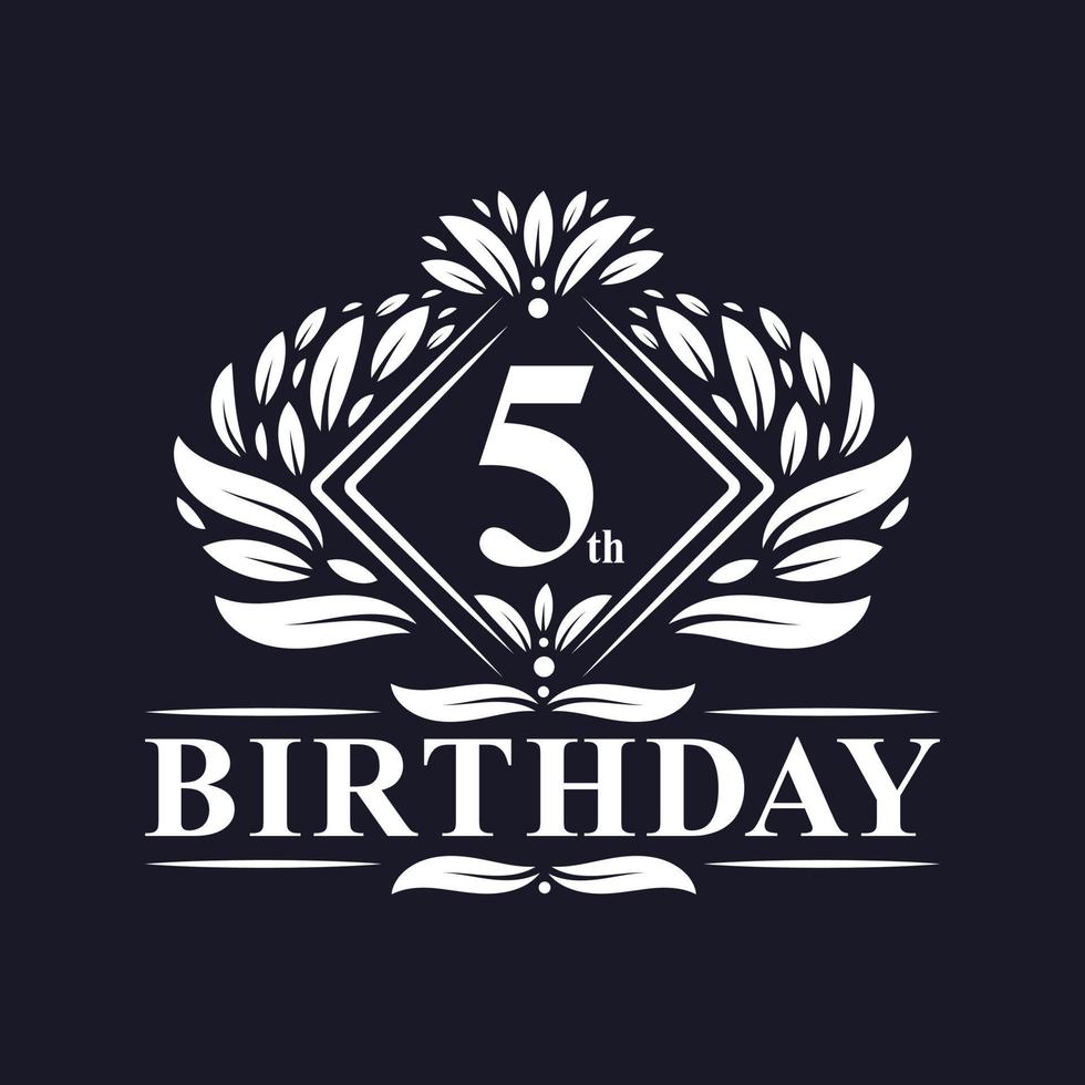 logotipo de aniversário de 5 anos, celebração de aniversário de 5 anos de luxo. vetor