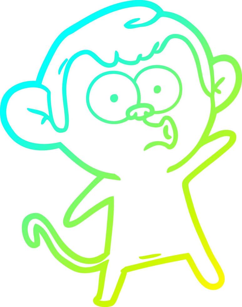 desenho de linha de gradiente frio desenho animado macaco surpreso vetor
