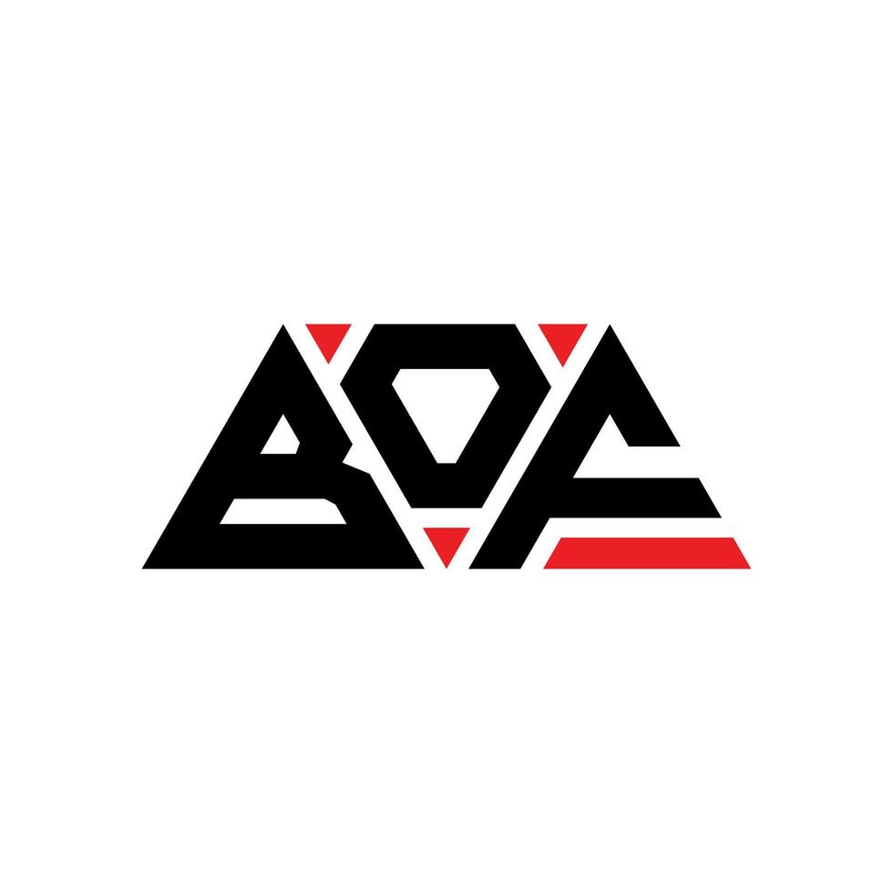 bof design de logotipo de letra triângulo com forma de triângulo. monograma de design de logotipo de triângulo bof. modelo de logotipo de vetor bof triângulo com cor vermelha. bof logotipo triangular logotipo simples, elegante e luxuoso. bof