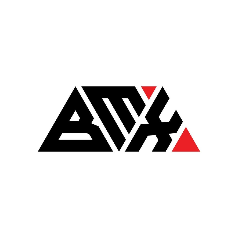 design de logotipo de letra triângulo bmx com forma de triângulo. monograma de design de logotipo de triângulo bmx. modelo de logotipo de vetor de triângulo bmx com cor vermelha. logotipo triangular bmx logotipo simples, elegante e luxuoso. bmx