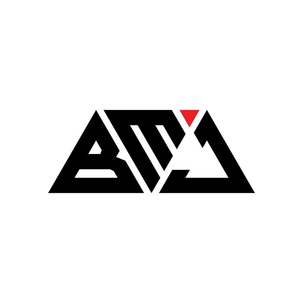 design de logotipo de letra triângulo bmj com forma de triângulo. monograma de design de logotipo de triângulo bmj. modelo de logotipo de vetor bmj triângulo com cor vermelha. logotipo triangular bmj logotipo simples, elegante e luxuoso. bmj