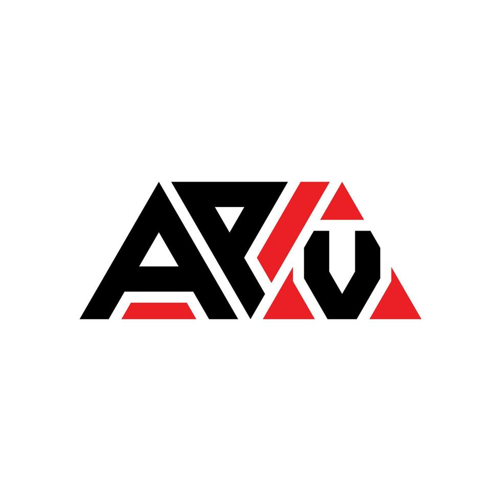 design de logotipo de letra de triângulo apv com forma de triângulo. monograma de design de logotipo de triângulo apv. modelo de logotipo de vetor apv triângulo com cor vermelha. apv logotipo triangular logotipo simples, elegante e luxuoso. apv