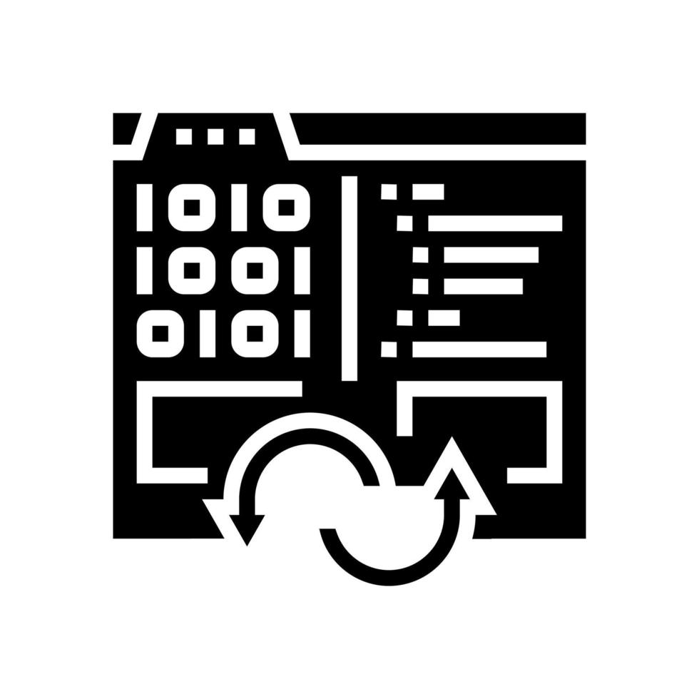 ilustração do vetor do ícone do glifo do conversor de código do programa