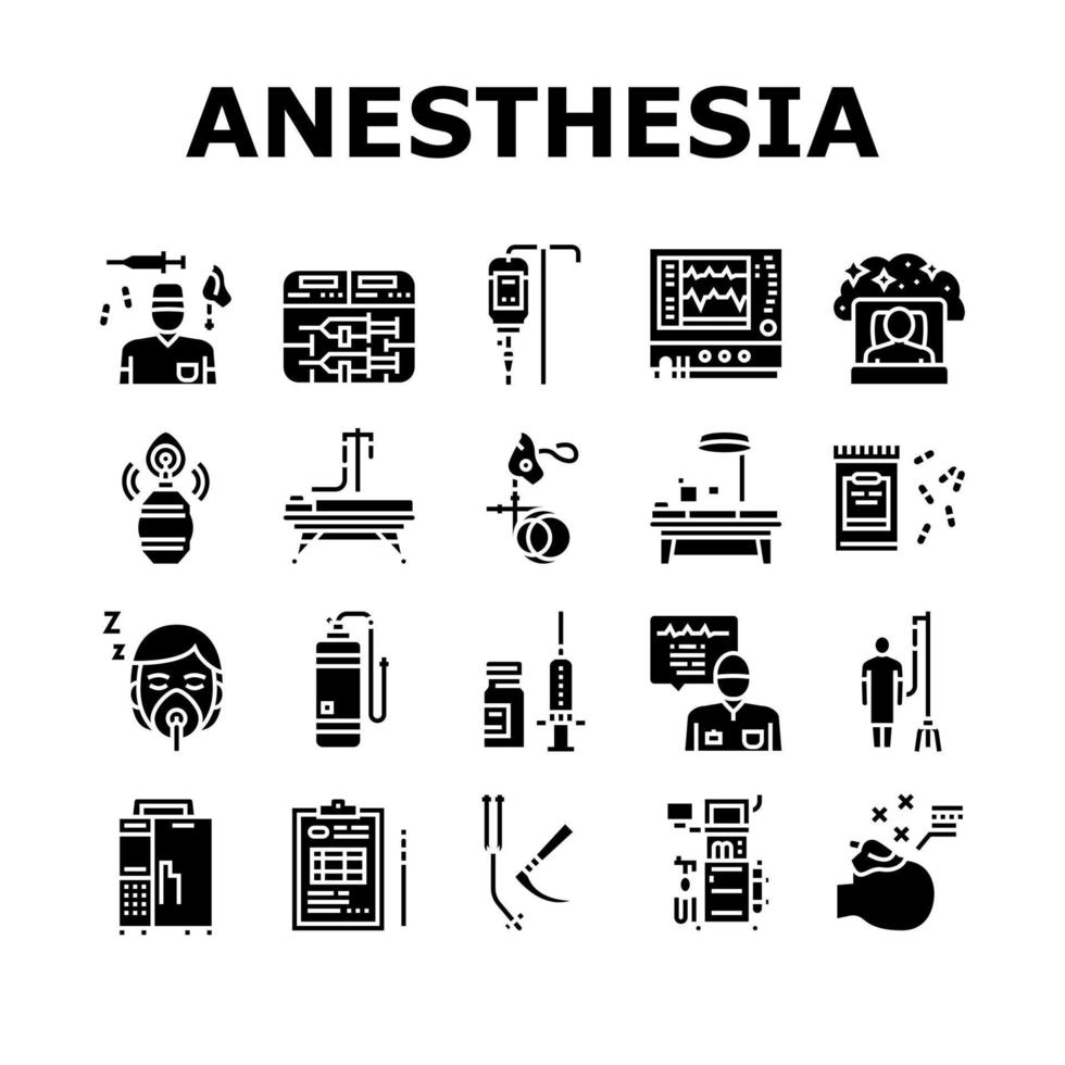 conjunto de ícones de coleção de ferramentas de anestesiologista vetor